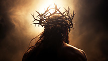 Jesus Christ with barbed crown on his head