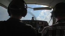 4K Airplane Cockpit Beachcraft Musketeer Clouds Flight