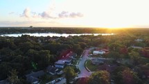 Orlando Florida Aerial Suburb Drone Sunset Lake