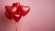 Heart Balloons on Pink Background