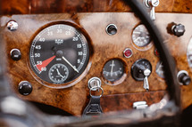 gauges in a vintage Jaguar 