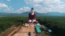 Aerial Massive Buddha Statue Asia Countryside Drone