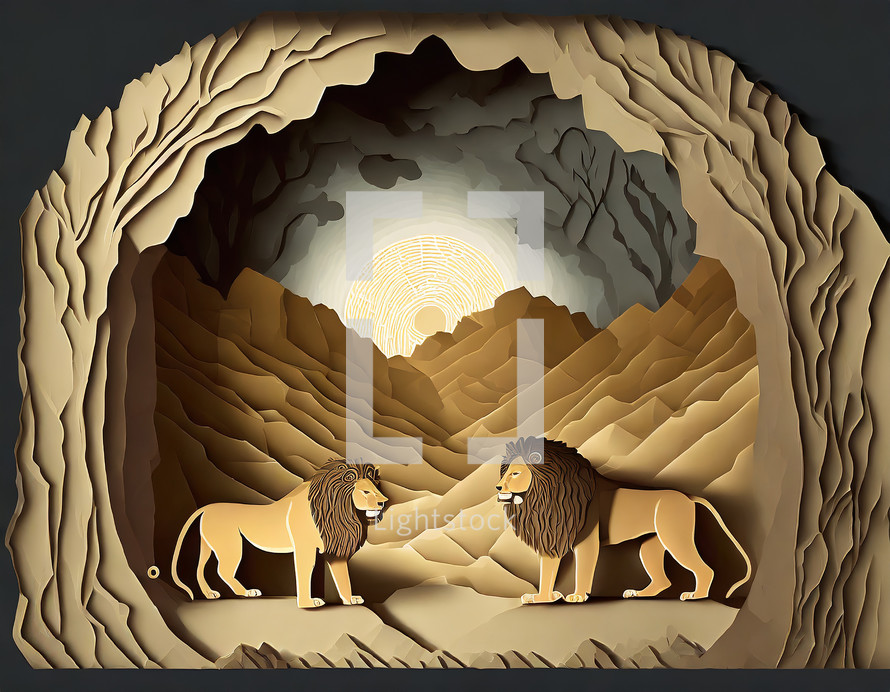 Daniel in the Lion's Den Illustration