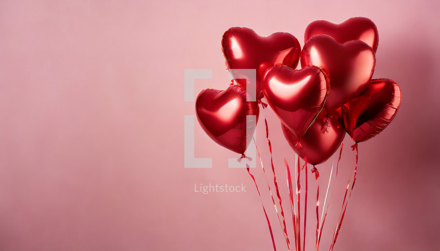 Heart Balloons on Pink Background