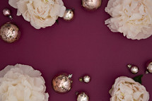 soft pink flowers and gold ornaments 