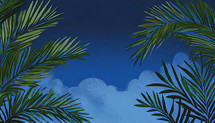Palm Branch Illustration on Blue Sky