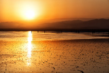 Salt Lake in Ethiopia at sunset 