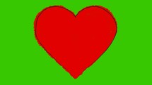 Cartoon Sketch Heart on a Green Screen