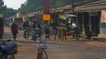 Bustling Asian Authentic Street Market Myanmar People 4K