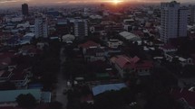 Aerial Asian City Sunset Urban Drone Sunrise Phnom Penh Cambodia
