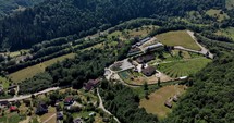 Bird's Eye View Of Orthodox Church Monastery At Lupsa Commune In Alba County, Transylvania, Romania. aerial