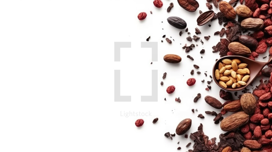 Cacao Beans background top view Created With Generative AI Technology	
