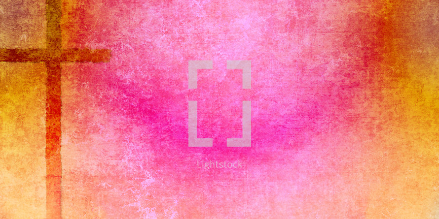 orange and pink background with cross 