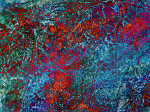 bold and fiery red and blue green painted canvas texture
