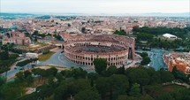 Aerial Rome Italy Sunrise Colosseum Cinematic