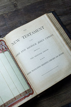 A Bible open to the New Testament.