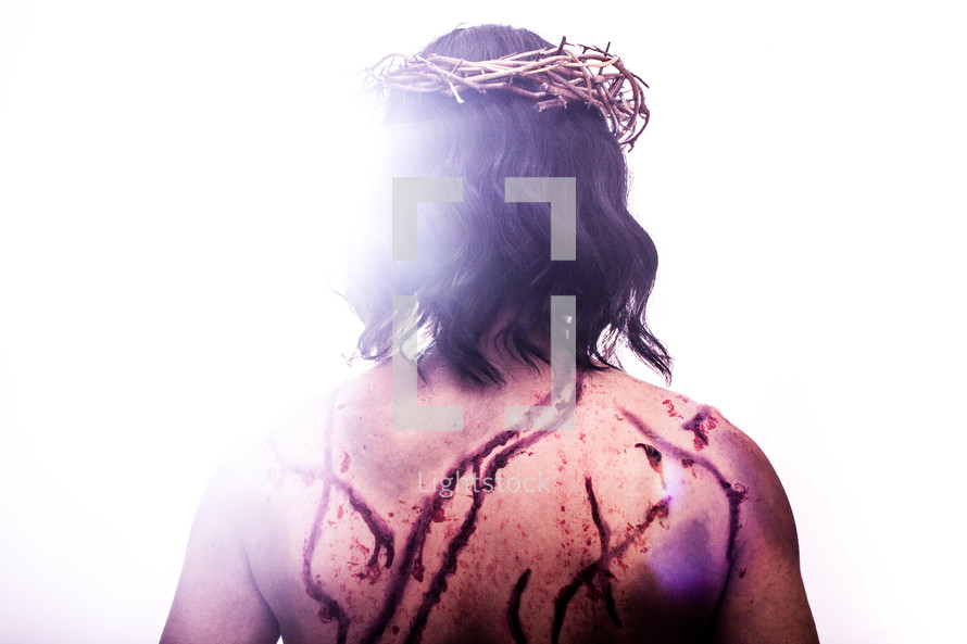 whip marks on Jesus' back