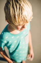 blonde boy child on a beach 