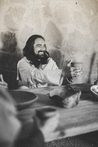 Jesus eating with his disciples 