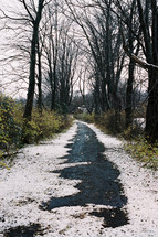 snow on a path 