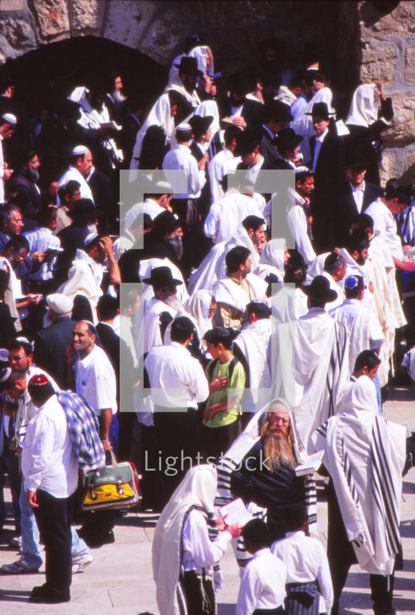 People gathered in Jerusalem at the Wailing Wall