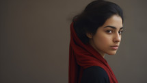Elegant Young Woman with Red Scarf