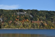 Lake near fall trees