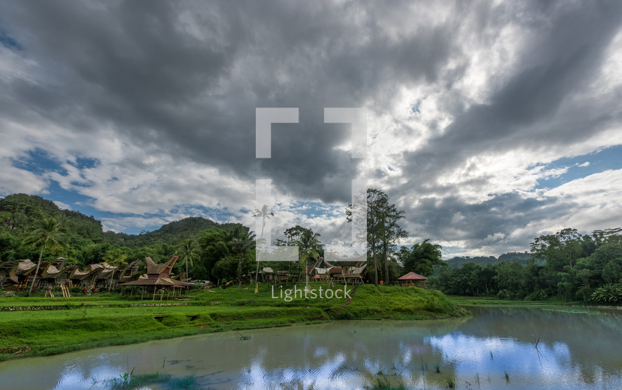 village along a river in Toraja 