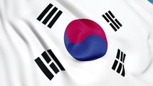 Flag of South Korea waving 3d animation. The emblem of South Korea flag. Seamless looping