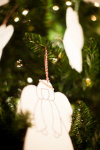 angel ornaments on a Christmas tree 