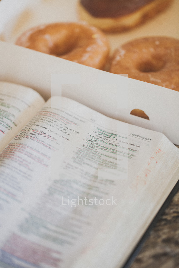 Bible and donuts 