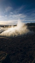 Hot Boiling Vapor From The Ground In Iceland
