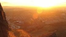 view of Edinburgh, Scotland at sunset 