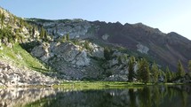 granite mountains and lake scene 