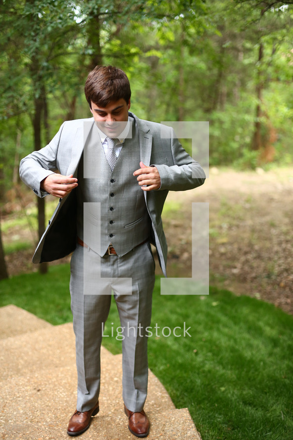 Man in suit outdoors