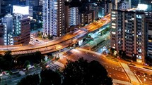 Timelapse of highways through Minato, Tokyo, Japan