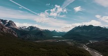 Panoramic Aerial View Of Mount Fitz Roy Hiking And Laguna de Los Tres In Patagonia, Argentina.