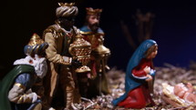 Nativity scene with the Holy Family, wise men and shepherds.
