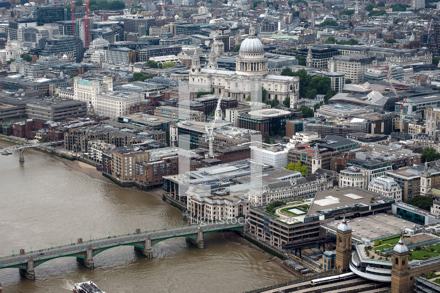 LONDON, UK - JUNE 10, 2015: Aerial view of River Thames