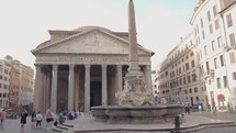 Facade of pantheon in Rome city italy. 