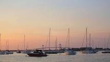 boats in Newport Marina at dusk 
