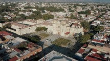 Aerial View Of Templo de Santo Domingo de Guzmán In Oaxaca, Mexico - drone shot	