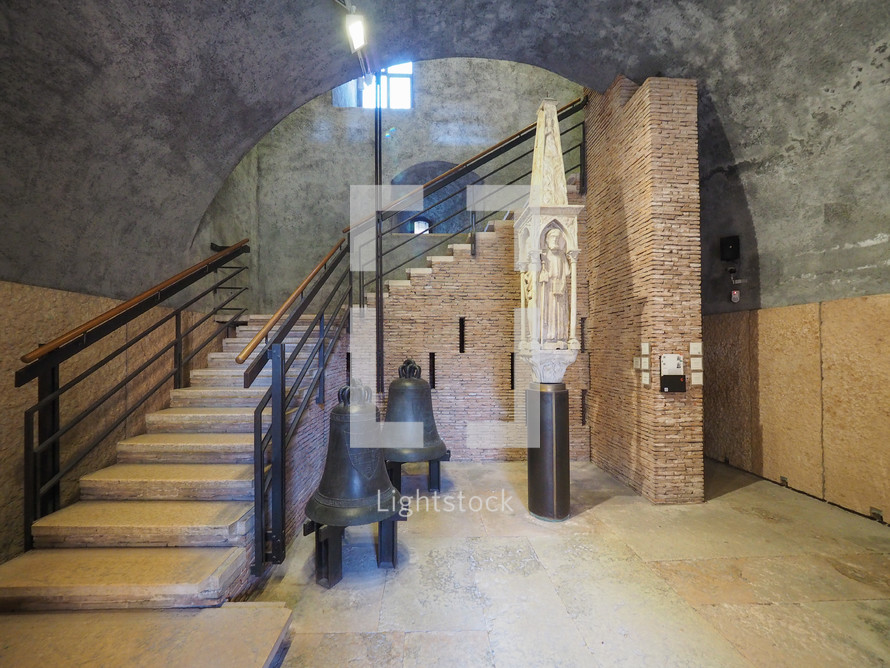 VERONA, ITALY - CIRCA MARCH 2019: Castelvecchio museum designed by architect Carlo Scarpa in Castelvecchio castle