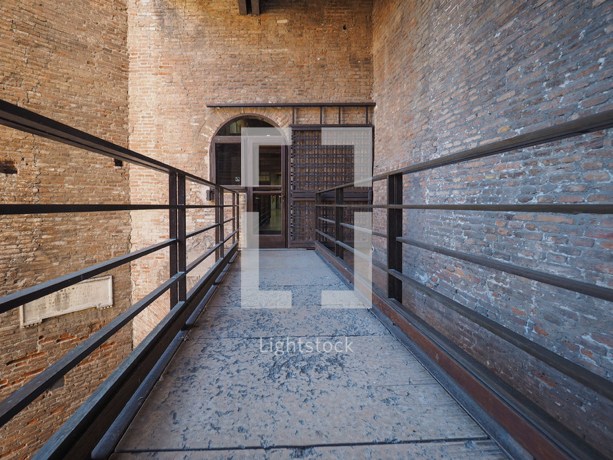 VERONA, ITALY - CIRCA MARCH 2019: Castelvecchio museum designed by architect Carlo Scarpa in Castelvecchio castle