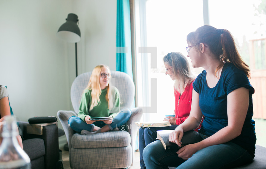 young women at a Bible study 