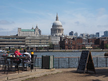 LONDON, UK - CIRCA JUNE 2018: Panoramic view of River Thames from the South Bank
