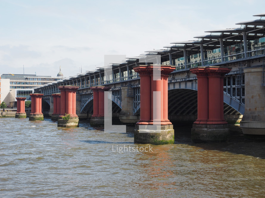 Blackfriars Bridge over River Thames in London, UK