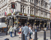 LONDON, UK - JUNE 09, 2015: The Red Lion pub situated in London political heart near the Houses of Parliament has been the favoured pub of the political elite for centuries