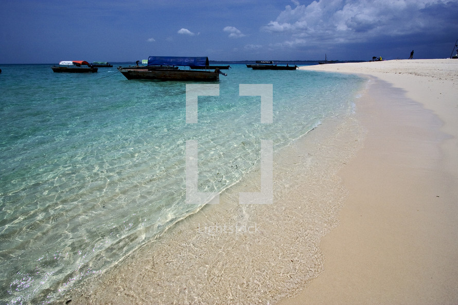 beach and boat in prison island Tanzania Zanzibar