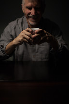 man drinking coffee in the morning 